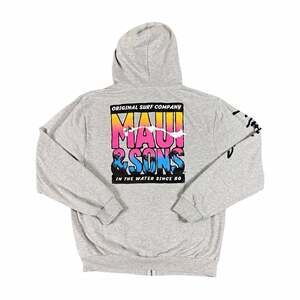 Maui and Sons Gray Full Zip Graphic Fleece Hoodie Pockets Men's Size XXL
